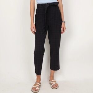 Wilfred Navy Plaid Cropped Pants